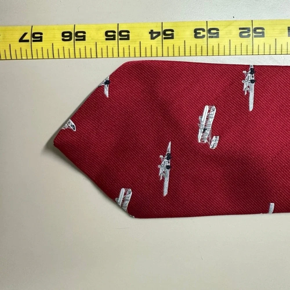 The Country Store of Concord Mens Red Vintage Airplane Biplane Novelty Tie